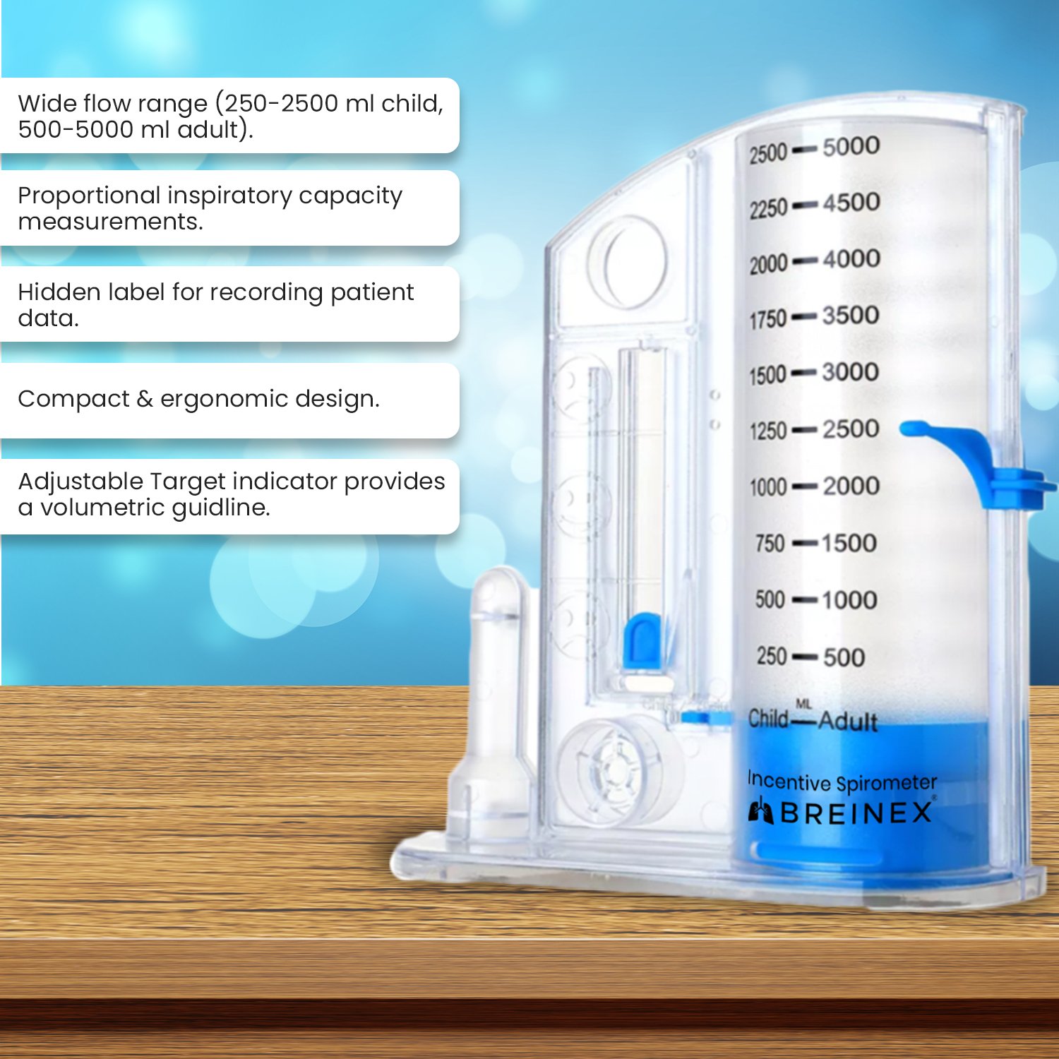 breinex incentive spirometer features